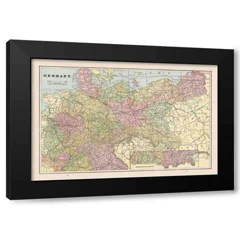 Germany - Cram 1892 Black Modern Wood Framed Art Print with Double Matting by Cram