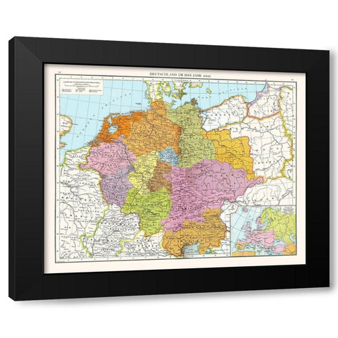 Germany 1000 - Droysen 1886 Black Modern Wood Framed Art Print with Double Matting by Droysen
