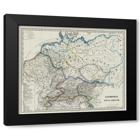 Ancient Germany - Spruner 1865 Black Modern Wood Framed Art Print by Spruner