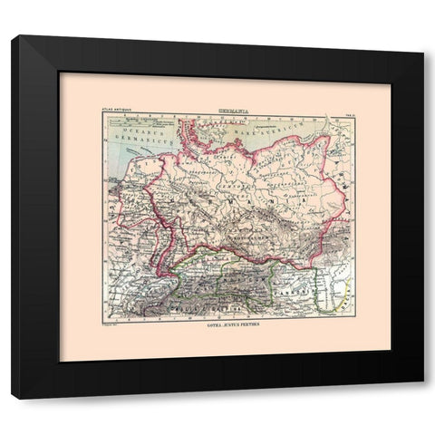 Germany - Perthes 1896 Black Modern Wood Framed Art Print by Perthes