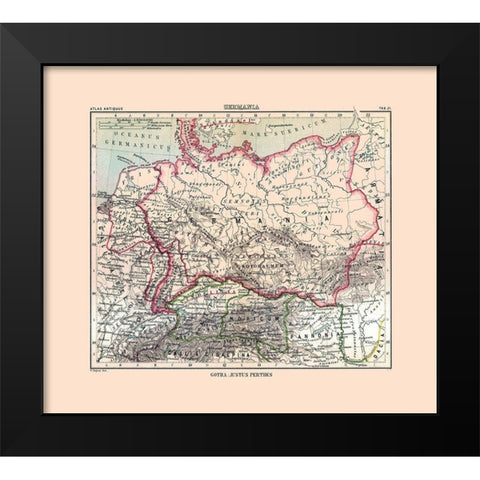 Germany - Perthes 1896 Black Modern Wood Framed Art Print by Perthes