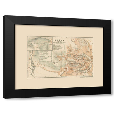 Brunn Germany - Baedeker 1910 Black Modern Wood Framed Art Print with Double Matting by Baedeker