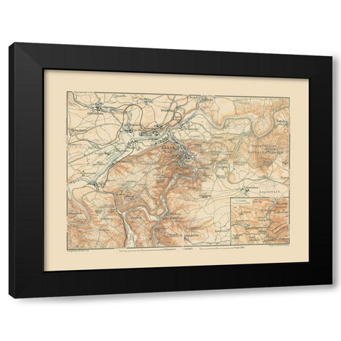 Karlsbad Region Germany - Baedeker 1910 Black Modern Wood Framed Art Print by Baedeker