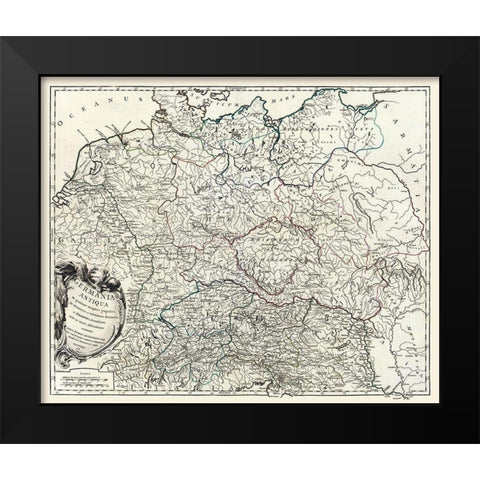Ancient Germany - Vaugondy 1757 Black Modern Wood Framed Art Print by Vaugondy