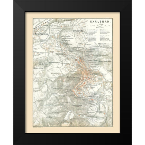 Karlsbad Germany - Baedeker 1896 Black Modern Wood Framed Art Print by Baedeker