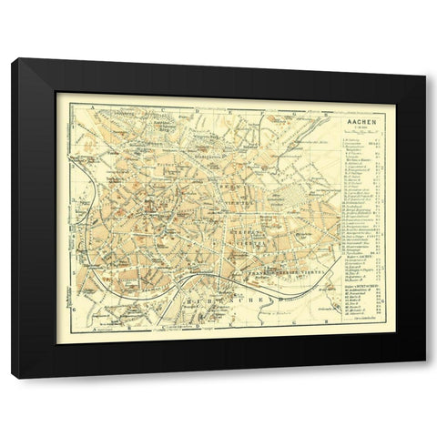 Aachen Germany - Baedeker 1914 Black Modern Wood Framed Art Print with Double Matting by Baedeker