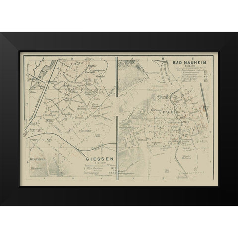 Giessen Bad Nauheim Germany - Baedeker 1914 Black Modern Wood Framed Art Print by Baedeker