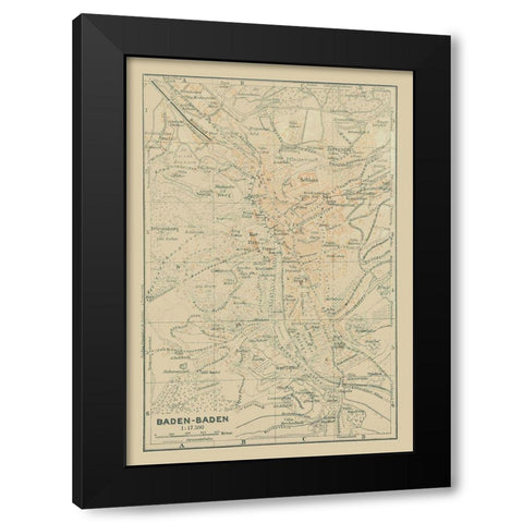 Baden Baden Germany - Baedeker 1914 Black Modern Wood Framed Art Print with Double Matting by Baedeker