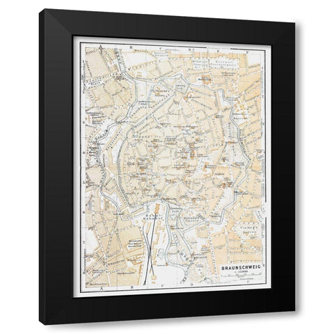 Braunschweig Germany - Baedeker 1914 Black Modern Wood Framed Art Print with Double Matting by Baedeker