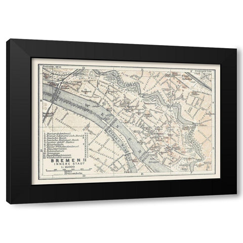 Bremen Germany - Baedeker 1914 Black Modern Wood Framed Art Print with Double Matting by Baedeker