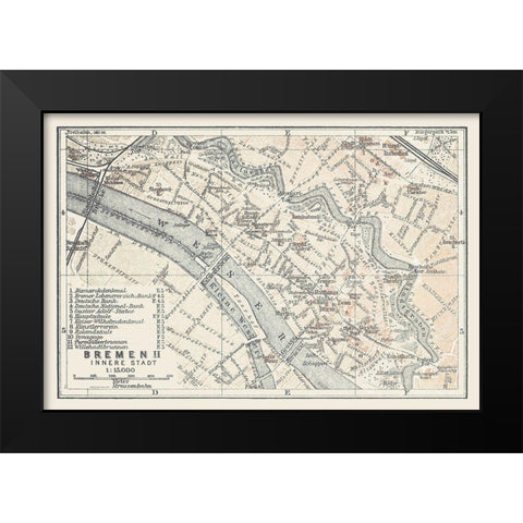 Bremen Germany - Baedeker 1914 Black Modern Wood Framed Art Print by Baedeker