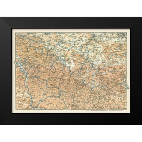 Central Germany - Baedeker 1914 Black Modern Wood Framed Art Print by Baedeker