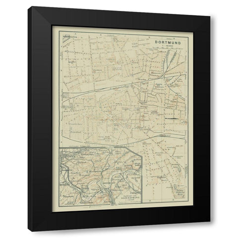 Dortmund Germany - Baedeker 1914 Black Modern Wood Framed Art Print by Baedeker