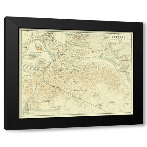 Dresden Germany - Baedeker 1914 Black Modern Wood Framed Art Print with Double Matting by Baedeker