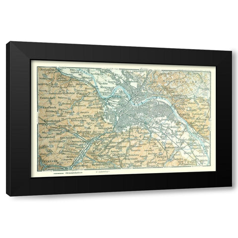 Dresden Region Germany - Baedeker 1914 Black Modern Wood Framed Art Print by Baedeker