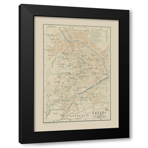 Erfurt Germany - Baedeker 1914 Black Modern Wood Framed Art Print with Double Matting by Baedeker