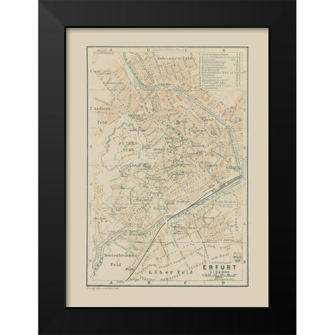 Erfurt Germany - Baedeker 1914 Black Modern Wood Framed Art Print by Baedeker