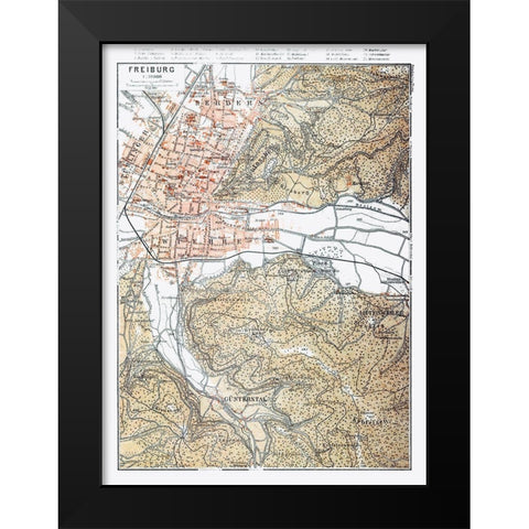 Freiburg Germany - Baedeker 1914 Black Modern Wood Framed Art Print by Baedeker