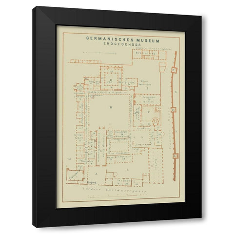 Germanisches Nationalmuseum Germany - Baedeker Black Modern Wood Framed Art Print by Baedeker