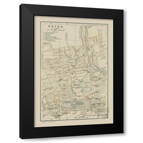 Gotha Germany - Baedeker 1914 Black Modern Wood Framed Art Print with Double Matting by Baedeker