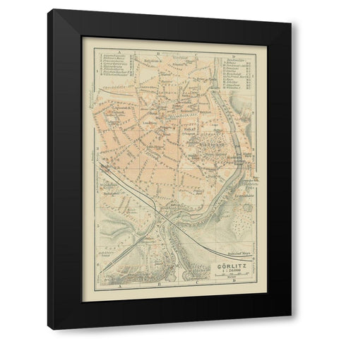 Gorlitz Germany - Baedeker 1914 Black Modern Wood Framed Art Print with Double Matting by Baedeker