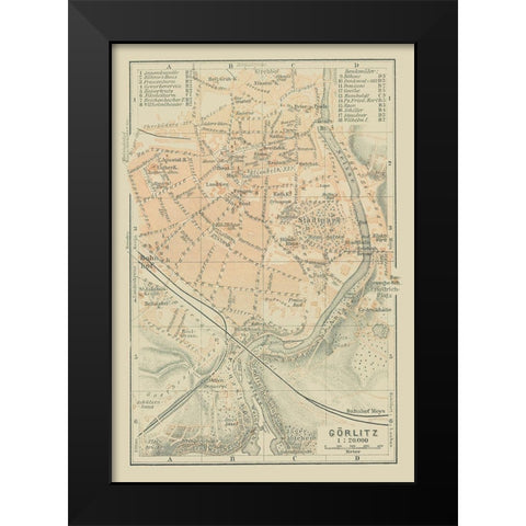 Gorlitz Germany - Baedeker 1914 Black Modern Wood Framed Art Print by Baedeker