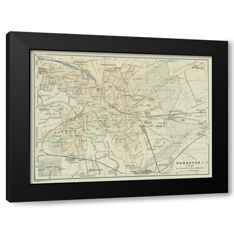Hannover Germany - Baedeker 1914 Black Modern Wood Framed Art Print with Double Matting by Baedeker