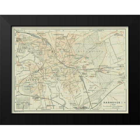 Hannover Germany - Baedeker 1914 Black Modern Wood Framed Art Print by Baedeker