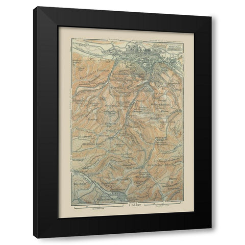 Central Germany - Baedeker 1914 Black Modern Wood Framed Art Print with Double Matting by Baedeker