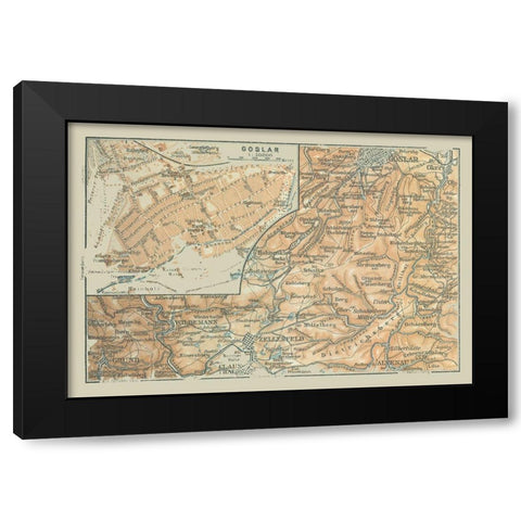 Goslar Region Germany - Baedeker 1914 Black Modern Wood Framed Art Print with Double Matting by Baedeker