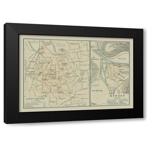 Gottingen Munden Germany - Baedeker 1914 Black Modern Wood Framed Art Print with Double Matting by Baedeker