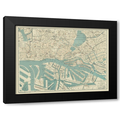 Hamburg Altona Germany - Baedeker 1914 Black Modern Wood Framed Art Print with Double Matting by Baedeker