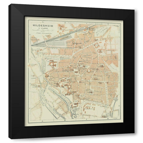 Hildesheim Germany - Baedeker 1914 Black Modern Wood Framed Art Print with Double Matting by Baedeker