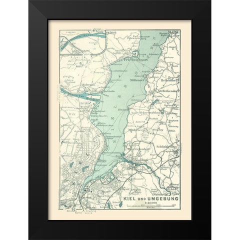 Kiel Surroundings Germany - Baedeker 1914 Black Modern Wood Framed Art Print by Baedeker