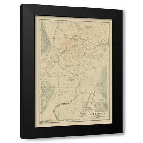 Kissingen Germany - Baedeker 1914 Black Modern Wood Framed Art Print by Baedeker