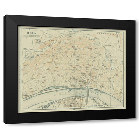 Cologne Germany - Baedeker 1914 Black Modern Wood Framed Art Print with Double Matting by Baedeker