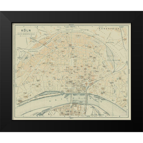 Cologne Germany - Baedeker 1914 Black Modern Wood Framed Art Print by Baedeker