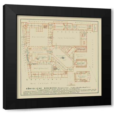 Berlin Palace Germany - Baedeker 1914 Black Modern Wood Framed Art Print with Double Matting by Baedeker