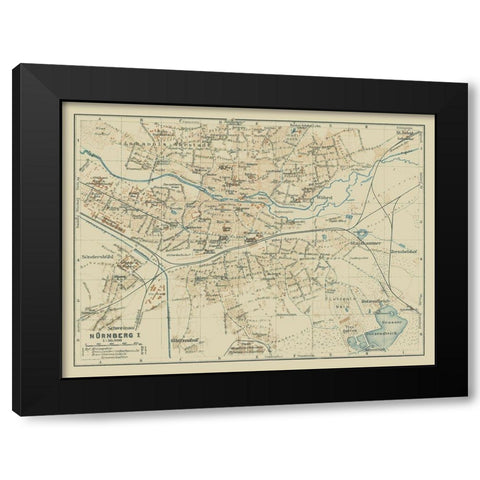 North Nuremberg Germany - Baedeker 1914 Black Modern Wood Framed Art Print with Double Matting by Baedeker