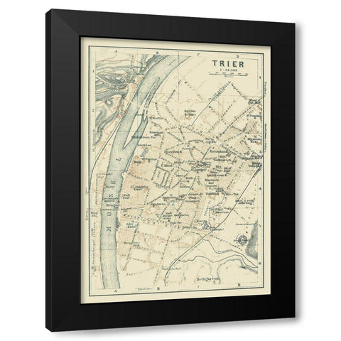 Trier Germany - Baedeker 1914 Black Modern Wood Framed Art Print with Double Matting by Baedeker