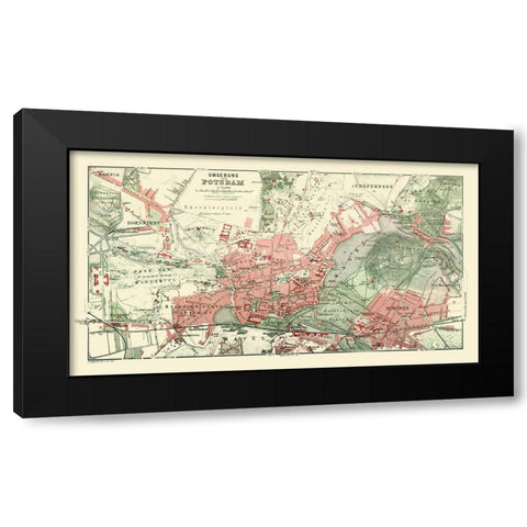 Potsdam Surroundings Germany - Baedeker 1914 Black Modern Wood Framed Art Print with Double Matting by Baedeker