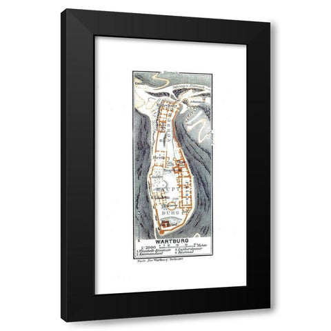 Wartburg Castle Germany - Baedeker 1914 Black Modern Wood Framed Art Print with Double Matting by Baedeker