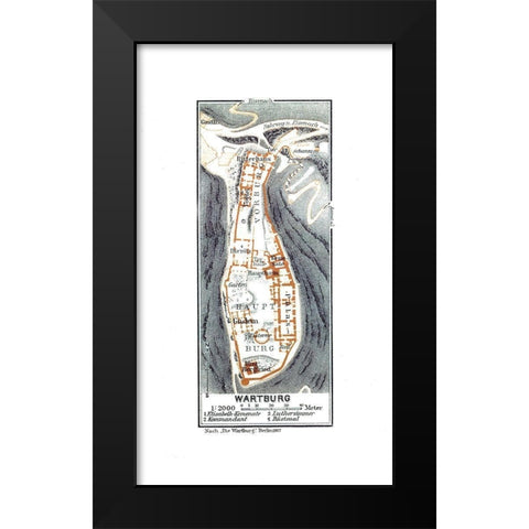 Wartburg Castle Germany - Baedeker 1914 Black Modern Wood Framed Art Print by Baedeker