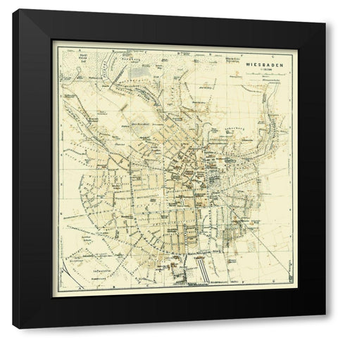 Wiesbaden Germany - Baedeker 1914 Black Modern Wood Framed Art Print by Baedeker