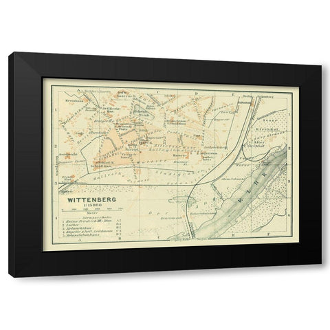 Wittenberg Germany - Baedeker 1914 Black Modern Wood Framed Art Print with Double Matting by Baedeker