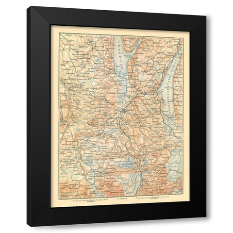 Southern Germany - Baedeker 1896 Black Modern Wood Framed Art Print with Double Matting by Baedeker