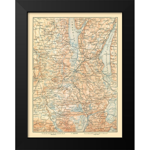 Southern Germany - Baedeker 1896 Black Modern Wood Framed Art Print by Baedeker