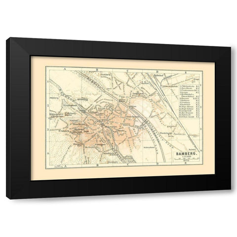 Bamberg Germany - Baedeker 1896 Black Modern Wood Framed Art Print with Double Matting by Baedeker