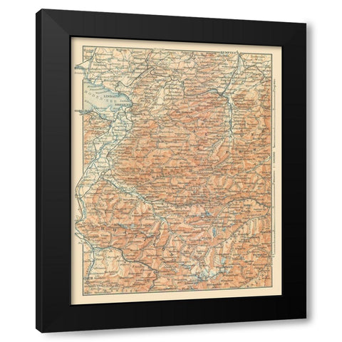 Lake Constance Region Germany - Baedeker 1896 Black Modern Wood Framed Art Print with Double Matting by Baedeker