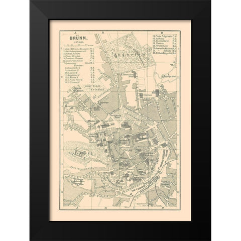 Brunn Germany - Baedeker 1896 Black Modern Wood Framed Art Print by Baedeker